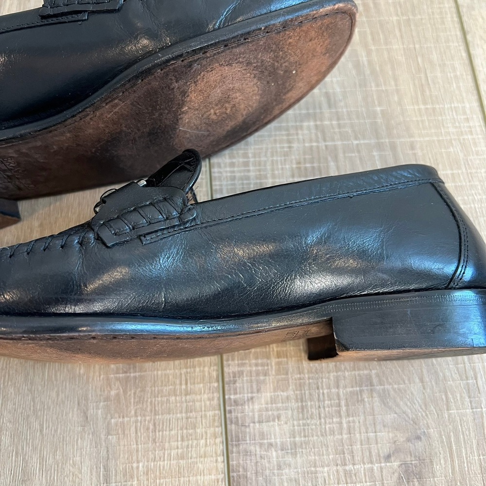 Brass Boot Mens Black Croc Embossed Leather Bit Loafers 93346 001 Size 10 M - Picture 13 of 13
